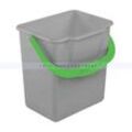 Putzeimer für Reinigungswagen 6 L grau mit grünem Henkel stabiler Griff aus Kunststoff, Eimer grau