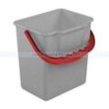 Putzeimer für Reinigungswagen 6 L grau mit rotem Henkel stabiler Griff aus Kunststoff, Eimer grau