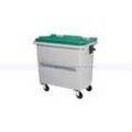 KOROK Müllcontainer Rossignol 660 L Kunststoff vier Räder grau/grün, mit Schiene