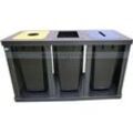 Mülltrennsystem VAR Tetris Abfallsammler 3 x 58 L mit Inneneimern stationär oder fahrbar