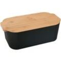 Brot Aufbewahrungsbox Kunstoff schwarz mit Bambusdeckel 33 cm