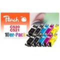 Peach 10er-Pack Tintenpatronen ersetzt Canon PGI-520, CLI-521