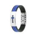 BUNGSA Armband Armband Mittelalter Kreuz Schwarz-Blau aus Gummi Unisex (1 Armband