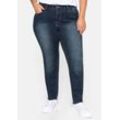 Große Größen: Skinny Power-Stretch-Jeans in 5-Pocket-Form, dark blue Denim, Gr.22