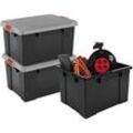 3 IRIS Ohyama DIY SK-210 Aufbewahrungsboxen 3x 21,0 l schwarz, grau, rot 29,7 x 46,0 x 40,0 cm