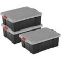 3 IRIS Ohyama DIY SK-230 Aufbewahrungsboxen 3x 25,0 l schwarz, grau, rot 38,5 x 59,0 x 30,0 cm