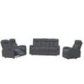 Happy Home Relaxsofa-Set 3 tlg. mit 5 Relaxfunktionen & Tischfunktion Grau