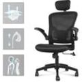 Bigzzia - Bürostuhl Ergonomischer Bürostuhl, Schreibtischstuhl Computer Stuhl drehstuhl mit Netz-Design-Sitzkissen, Verstellbare Kopfstütze und