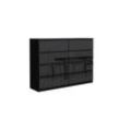 3xe Living - 3xEliving Kommode Sideboard demii mit 8 Schubladen in schwarz/schwarz in Hochglanz 120cm - schwarz/schwarz glanz