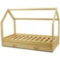 Massivholz Kinderbett - Skandinavischer Stil - Hausbett - 160x80cm - Holz