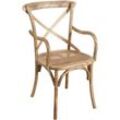 Biscottini - Vintage-Thonet-Stuhl aus Holz und Rattan, 89x50x43 cm, rustikaler Sessel mit Armlehnen, Küchen-Esszimmerstuhl, moderner Stuhl - hellem