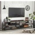 Songmics - vasagle TV-Schrank, Fernsehtisch, Lowboard für Fernseher bis zu 75 Zoll, Fernsehschrank mit Ablagen, Stahlgestell, TV-Regal für