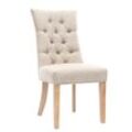 Klassischer Stuhl, naturfarbener Stoff, Beine aus hellem Holz VOLTAIRE - Natur