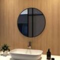 Wandspiegel ф60cm rund Einfache Badspiegel matt schwarzer Rahmen Badezimmerspiegel - Meykoers