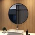 Wandspiegel ф80cm rund Einfache Badspiegel matt schwarzer Rahmen Badezimmerspiegel - Meykoers