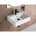 Design Waschbecken Aufsatzwaschbecken Hängewaschbecken Waschtisch aus hochwertiger Keramik eckig - 50 x 42 cm - Weiß - Aqua Bagno