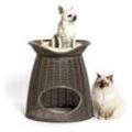 Frankystar - Pasha - Zweiteiliger Zwinger für Katzen und Hunde. Haustierbett aus Polyethylen mit Stroh-Effekt, geliefert mit 2 Kissen. Farbe