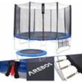 Trampolin Gartentrampolin 366 cm inkl. Sicherheitsnetz Leiter tüv - blau - Arebos