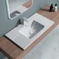 90x48x12 cm Design Einbauwaschbecken Col02 aus Gussmarmor Waschbecken Waschtisch Handwaschbecken - weiß - Doporro