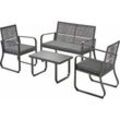 Lounge Set Bari Sitzgruppe Garten Möbel Alu Anthrazit Stuhl Tisch - Trendline