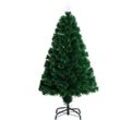 Weihnachtsbaum künstlicher Christbaum Tannenbaum Lichtfaser led Baum mit Metallständer, Glasfaser-Farbwechsler, grün, 120 cm - Grün - Homcom