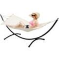 Hammock with Stand 300x100 Garden Lounger Hanging Swing with Metal Frame - beige