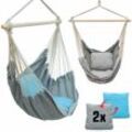 Balcony Hanging Chair with 2 Reversible Cushions - Grey Blue - Garden Hammock - grau