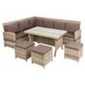 Rattan Sitzgruppe 20tlg Garten Lounge Möbel Gartenmöbel Set Sofa Essgruppe beige