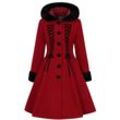 Hell Bunny Amaya Coat Mantel rot schwarz in L
