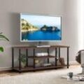 GOPLUS 3-stöckiger TV-Schrank, industrieller rustikales Fernsehregal für Fernseher bis 40 Zoll, werkzeugloser Fernsehtisch mit Beinen,