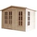 Gartenhaus Holz 6 m2 - H232 x 332 x 222 cm - Holzhaus Office im Garten - Rote bituminöse Schindeln Timbela M334FB