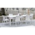 Gartentisch Roma, Rechteckiger ausziehbarer Esstisch, ausziehbarer Gartentisch in Rattan-Optik, 100 % Made in Italy, Cm 150x90h72, Weiß