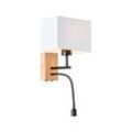 BRILLIANT Lampe, Rayan LED Wandleuchte mit Lesearm eiche geölt/weiß, 1x A60, E27, 25W geeignet für Normallampen, Holz aus nachhaltiger Waldwirtschaft (FSC)