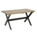 Tisch MCW-J83, Gartentisch Holztisch, Massiv-Holz MVG-zertifiziert 149cm ~ braun, Kiefer dunkelbraun