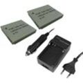 Trade-shop - 3in1 Set: 2x Li-Ion Akku 3,7V 850mAh + Ladegerät kompatibel mit Canon Ixus 110IS 255HS, Ixy Digital 10, 60, 70, 80, 90, L3, L4 /