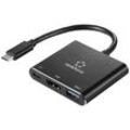 Renkforce RF-5133676 USB-C® / HDMI Adapter [1x USB-C® Stecker - 1x HDMI-Buchse, USB-C® Buchse (Power Delivery), USB-A] Schwarz HDMI-fähig 20 cm