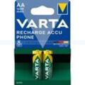 Akku Batterien VARTA Recharge Accu Phone AA R6 1600 mAh 2 Stück/Blister, optimierte Kapazität, 1,2 V