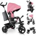 KIDIZ® Dreirad 5in1 Kinderdreirad mit Schubstange Lenksystem Stange ab 1 Jahr vorwärts und Rückwärtsfahrt Jogger , Korb Tasche Getränkehalter Sonnendach Gummiräder, Buggy Fahrrad Baby Klappbar