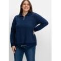 Große Größen: Sweatshirt mit Troyerkragen, im Denim-Look, dark blue Denim, Gr.40/42