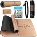 KESSER® Yogamatte Kork Inkl. Tragegurt Tasche & Yoga-Block Gymnastikmatte Yoga Matte rutschfest aus Naturkautschuk TPE Fitnessmatte, 183 x 62 Trainingsmatte für Fitness Sportmatte, Gymnastik extradick