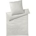 Bettwäsche Pure & Simple Uni in Gr. 135x200, 155x220 oder 200x200 cm, Yes for Bed, Mako-Satin, 2 teilig, Bettwäsche aus Baumwolle, zeitlose Bettwäsche mit seidigem Glanz, beige|weiß