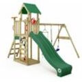 Spielturm Klettergerüst MultiFlyer Light, Schaukel & Rutsche, Outdoor Kinder Kletterturm mit Sandkasten, Leiter & Spiel-Zubehör für den Garten - grün