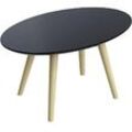 Paperflow Ovaler Tisch Schwarze Tischplatte Buche Rahmen 4 Beine Scandi 650 x 400 x 350 mm