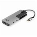 ACT USB-C auf HDMI Buchse Adapter mit PD Pass-Through, 4K, USB-A , USB-C Anschluss, Kartenleser