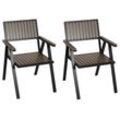 2er-Set Gartenstuhl MCW-J95, Balkonstuhl Stuhl, Outdoor-Beschichtung, Aluminium Holzoptik ~ Gestell schwarz, grau