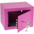 49216-15 Möbeltresor Doppelbartschloss, Safe Tresor klein mit Schlüssel, 23 x 17 x 17 cm, Pink - HMF