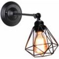 Wandleuchte, Vintage Industrielle Diamant Wandlampe mit Diamant Käfig E27 Lampe Decor für Wohnzimmer Schlafzimmer (Schwarz)