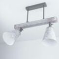 Licht-erlebnisse - Deckenlampe agap Echtholz in Shabby Weiß 2xE27 Küche - Shabby Weiß, Taupe (Bilder zeigen Tag- und Nachtaufnahmen)