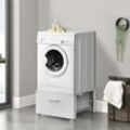 en.casa Waschmaschinen-Sockel mit Schublade Stahl Max. 150 kg