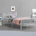 en.casa Metallbett Abolda 120x200 cm Doppelbett bis 300kg Weiß